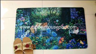 China Customized Polyester Rubber Floor Carpet , Sublimation Printing Rubber Door Mat supplier